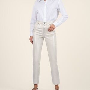 Kut from the Kloth Reese Coated High Rise Ankle Straight Leg Size 4 / Metallic